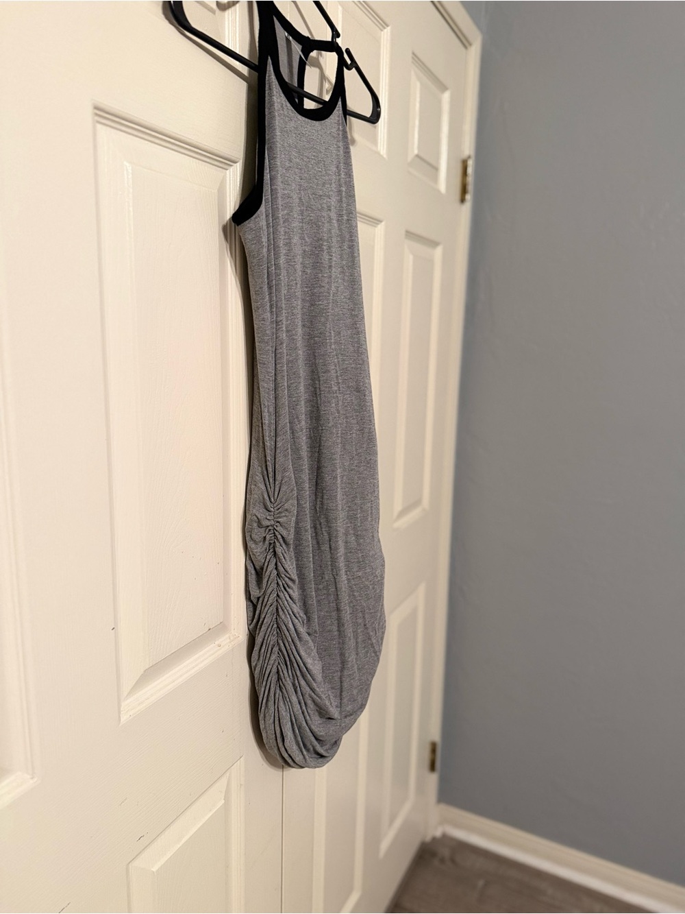 Fabletics Gray Racerback Midi Dress with Side Ruching - Picture 2 of 4